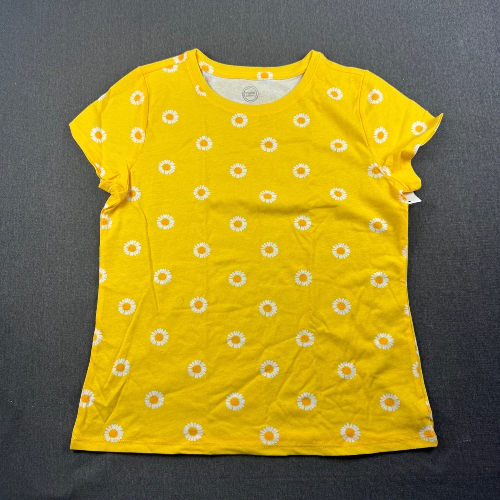 Wonder Nation Girls L(10-12) Yellow Daisy Tee & Pink Heart Dress 2-Piece Outfit - Picture 2 of 10